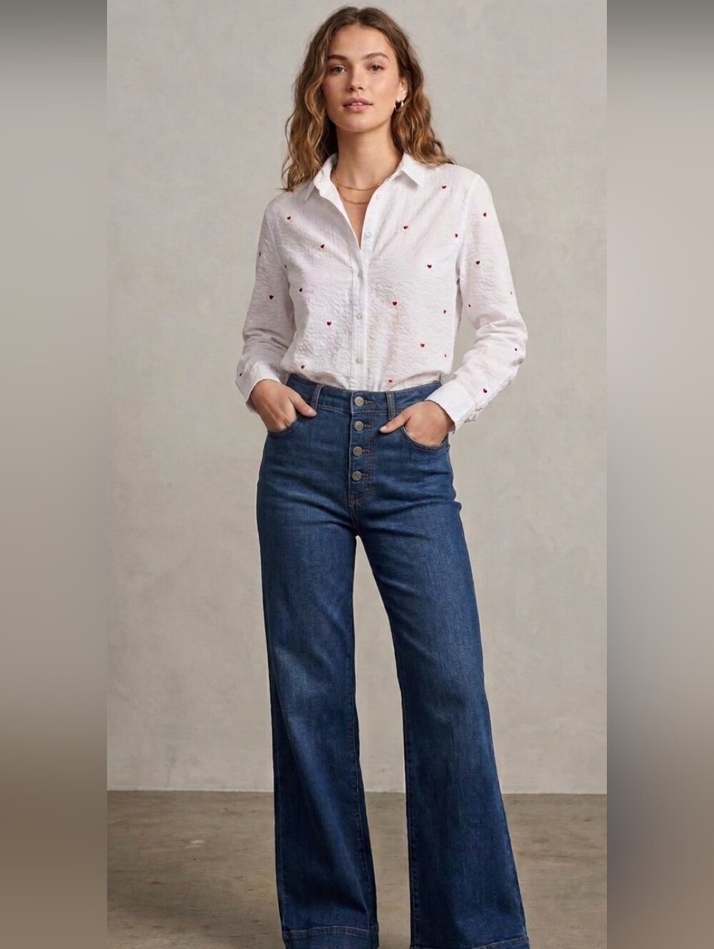 NWT RAILS Taylor Seersucker Embroidered Hearts Button-Up Cotton Shirt Size XS